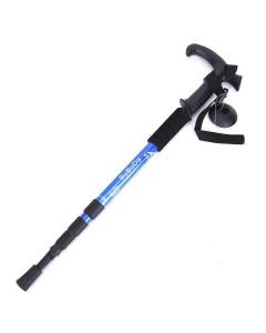 Folding Walking Stick Telescopic Adjustable Antishock Hiking Grip Pole Trekking - Blue