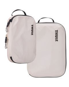 2x THULE Packing Cube Set Compression Travel Storage Bags Duo in White - (S & M)