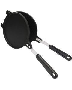 18cm Non-Stick Cast Aluminium Waffle Maker Snacks Pancake Cake Breakfast Making - Black