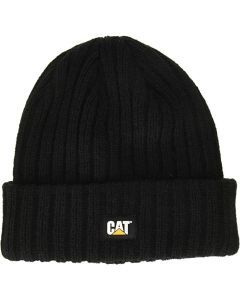 Caterpillar Rib Watch Beanie Hat Cap Warm Winter Knit - Black
