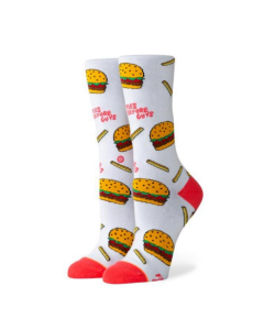 Stance "Fries Before Guys" Burger & Fries Crew Socks – Fun Food Print