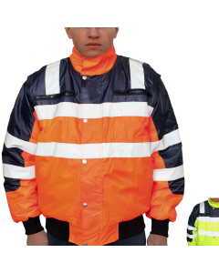 3-in-1 Hi Vis Quilted Safety Bomber Jacket - Waterproof Reflective Workwear