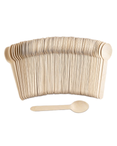 2160x 11cm Small Disposable Wooden Spoons - Mini Strong Dessert Cutlery (Bulk Pack)