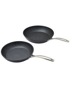 2pc Westinghouse 24cm/28cm Frypan Set Multi-Layer Non-Stick Home Cooking Black