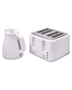 Westinghouse 1.7L Kettle & 4 Slice Toaster Pack White/Silver Wave Pattern - WHKTPK14W