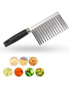LARGE RIPPLE JELLY KNIFE Stainless Steel Blade Potato Crinkle Wavy Cutter Slicer