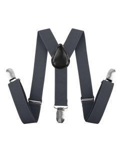 Black 35mm Wide Suspenders - Unisex Adjustable Clip On Elastic Y-Back Braces