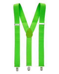 Fluro Green 35mm Wide Suspenders - Unisex Adjustable Clip On Elastic Y-Back Braces