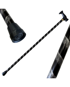 90cm Extra Sturdy Aluminium Walking Stick Pole w Ergonomic Handle - Black/Silver