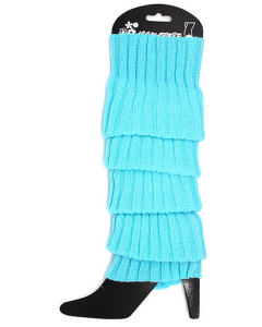 1 Pair Sky Blue Ribbed Leg Warmers - Womens Dance Costume/80s Party