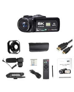 8K Digital Video Camera 64GB Card Included Black
