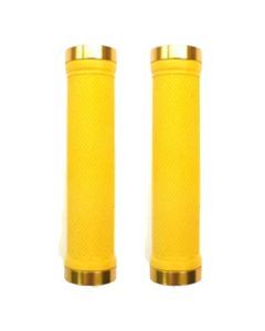 Trigram Lock-on Bike Grips Kraton Rubber 130mm with 2 side lock rings Gold