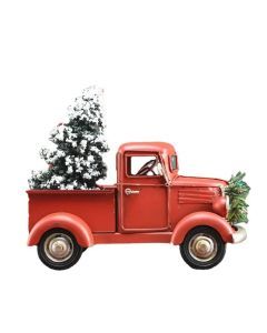 Wooden Farmhouse Christmas Truck Ornament with Christmas Tree