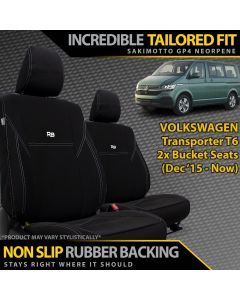Volkswagen Transporter T6 Neoprene 2x Front Bucket Seat Covers (Made to Order)