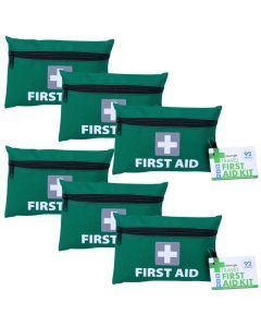 6x 92pcs Travel First Aid Kit Bulk Pack - Emergency Medical Set for Work/Offices/Family