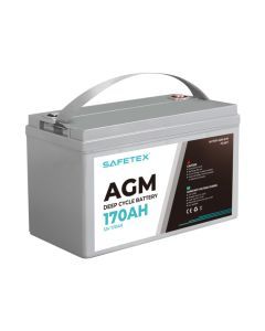 Safetex 12V 170Ah AGM Deep Cycle Battery Marine Portable Sealed Power Camping