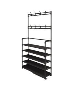 Stainless Steel Coat & Shoe Rack (8-Hook 4-Tier)