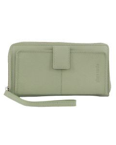Pierre Cardin Womens Leather RFID Zip Around Wallet - Jade Green (w/ Wristlet)