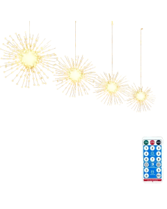 Outdoor Solar Firework Lights - 4-Pack 480 LED Starburst Hanging Lights