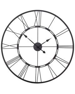 Jumbo Extra Large Roman Numeral Metal Frame Wall Clock - Matte Black - 101x101cm