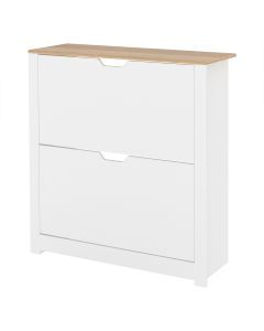 Levede Narrow Shoe Cabinet Organiser Storage Rack Flip-up Drawer 12 Pairs White