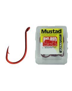 1 Box of Mustad 92554NPNR Big Red Chemically Sharpened Fishing Hooks