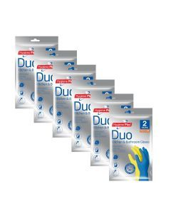 Hygiene Plus Duo Kitchen and Bathroom Gloves 2pk (Medium) x6