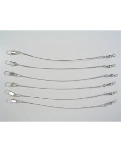 6 x Surecatch 6 Inch x 40lb Clear Wire Fishing Trace with Swivels and Snaps