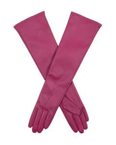 Dents Mia Womens Single Point Long Leather Gloves - Hot Pink