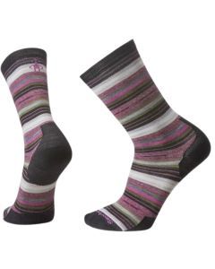 Smartwool Crew Socks Merino Wool Striped  in Everyday Margarita Black - Size L