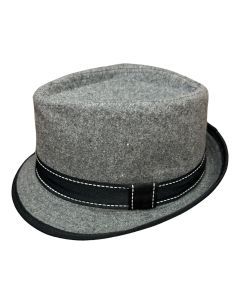Blake Mens Charcoal Herringbone Pork Pie Trilby Hat - Grey S/M (Stingy Brim)