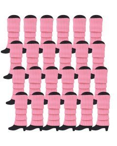 24x Light Pink Ribbed Leg Warmers Bulk Pack - Womens Dance Costume/80s Party