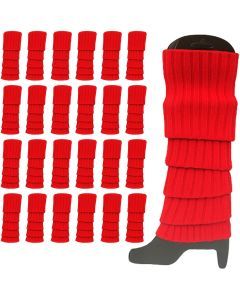 24x Red Ribbed Leg Warmers Bulk Pack - Womens Dance Costume/80s Party