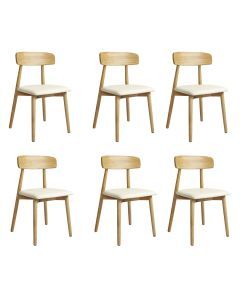 Levede 6x Dining Chairs Kitchen Chair PU Leather Rubberwood Frame Cafe Lounge