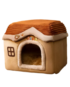 Foldable Soft Pet House And Bed Detachable Cave-Style Nest Brown