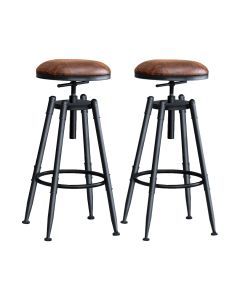 Levede 2x Industrial Bar Stools Kitchen Stool PU Leather Barstools Swivel Chairs