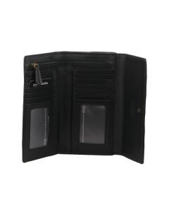 Pierre Cardin Womens Leather RFID Tri-Fold Wallet - Black