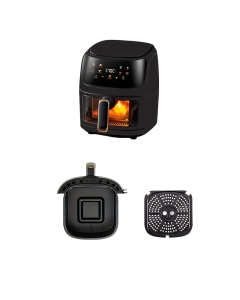 6L Large Capacity Visual Air Fryer with Color Touch Screen - Gray-Black