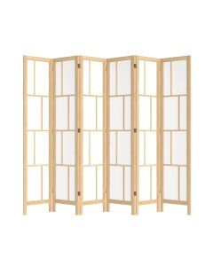 Levede 6 Panel Room Divider Folding Partition Freestanding Screen Wooden Natural