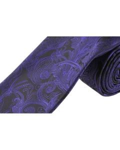 Formalaties Tapestry Purple/Black Slim Skinny Tie - 5cm Wide (Premium Paisley)