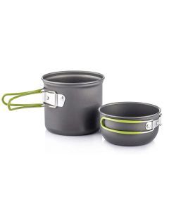 Camping Cookware Kit Portable 2-Pot Green