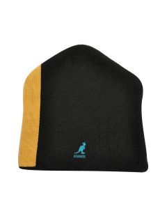 KANGOL Ski Stripe Pull On Beanie - Black (Warm Winter Ski Hat)