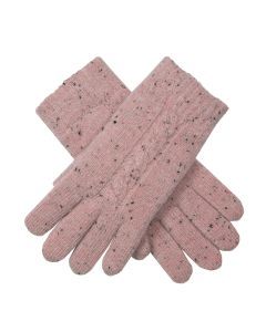 Dents Womens Cable Knit Gloves with Marl Yarn - Pink