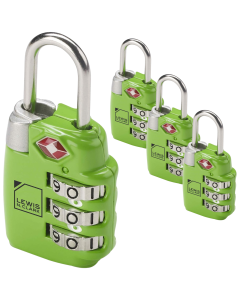 4x Lewis N Clark TSA Combination Locks - Green (Travel Luggage Padlock)