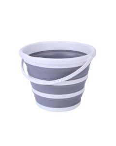 10L Foldable Collapsible Silicone Bucket - Grey/White (Hiking/Camping/Fishing)