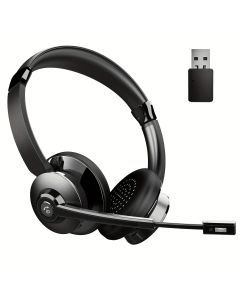 VONZTEK Wireless Over-Ear Headphones with AI Noise Canceling, Dynamic Mic, USB Type-C Charging, Wireless 5.0 - Long Playtime up to 400 Hours, Mute Button, for PC/Laptop/Smartphone, Wireless Headphones