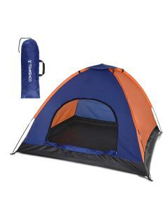 Lightweight 3–4 Person Camping Tent with Rain Fly Blue/Orange