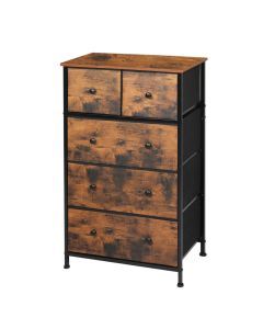 Levede Storage Cabinet Tower Chest of Drawers Dresser Tallboy Drawer Retro Brown