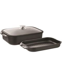 3-Piece Pyrolux HA+ Induction Double Roast Grill Set with Silicon Lid in Black