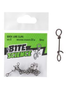 12 Pack of Size 2 Bite Science Quick Lure Clips - 37lb